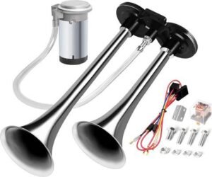 Air Horn for Truck Boats Car, 150DB Super Loud Train Horns Kit with 120 PSI Air Compressor (black, Single)