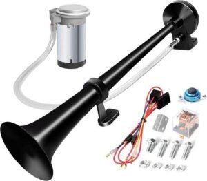 Air Horn for Truck Boats Car,24V 150DB Loud Single Trumpet Train Horns Kit with 120 PSI Air Compressor
