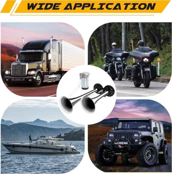 Sports Style 12V Air Horn Stainless Steel Truck Boat Train Auto Sound Signal Vents on Bumper Type Car Horn - Image 5