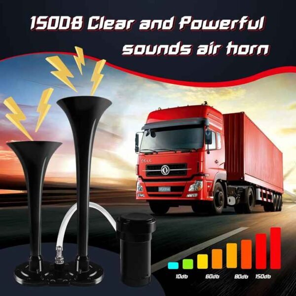 Air Train Horn Kit for Truck Car with Air Compressor, Super Loud 150DB 12V Electric Trains Horns for Vehicles - Image 5